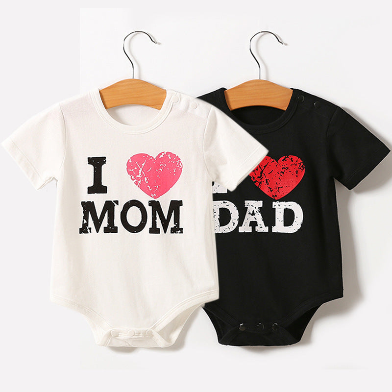 I Love Mom & Dad Short Sleeve Baby Onesie