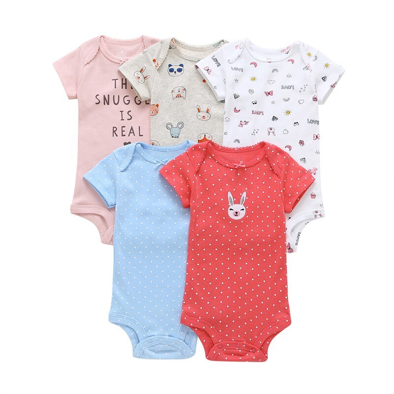 5-Pack Short Sleeve Baby Onesies