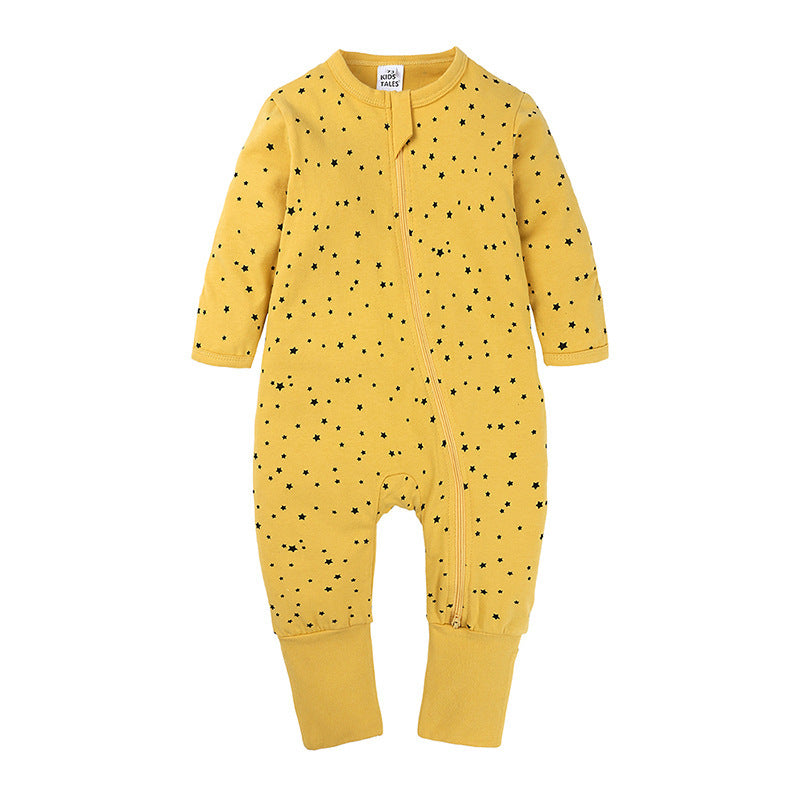 Long-Sleeve Patterned Baby Onesie