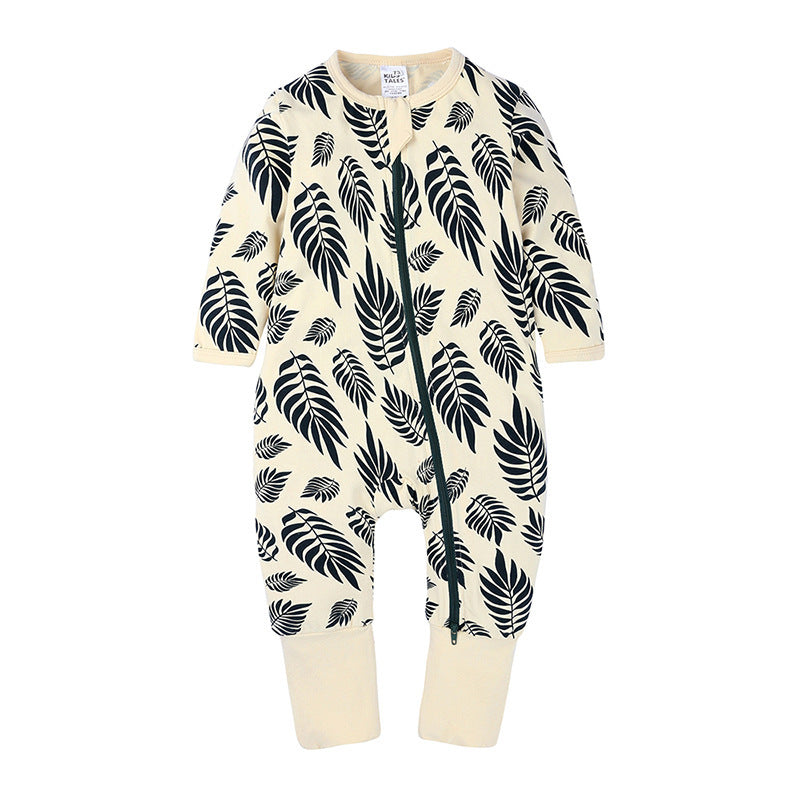 Long-Sleeve Patterned Baby Onesie