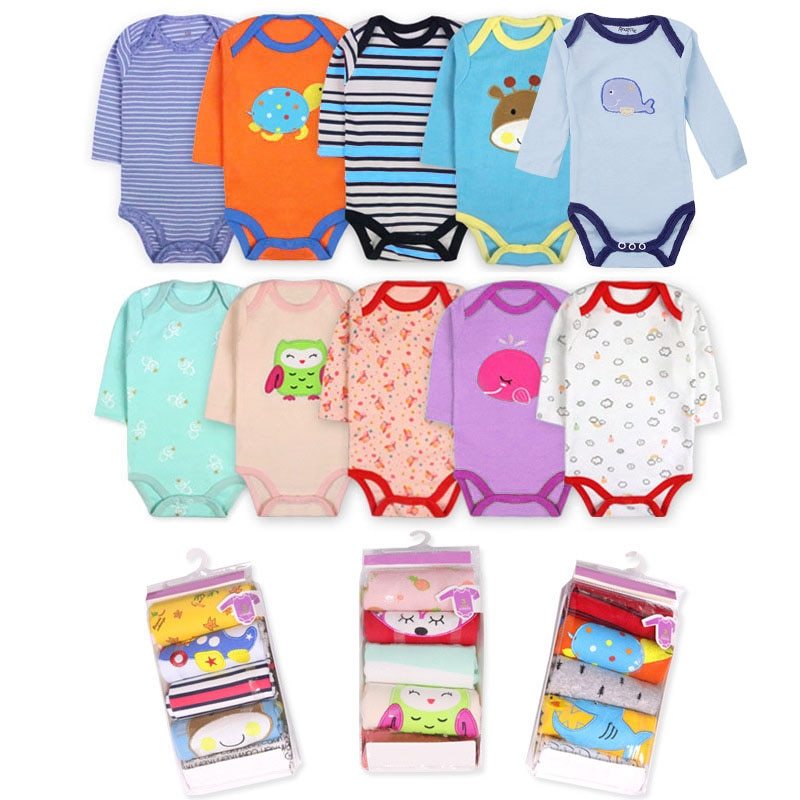 5-Pack Long-Sleeve Baby Onesies