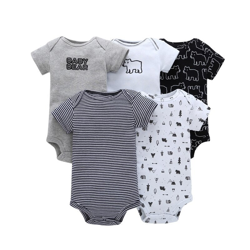 5-Pack Short Sleeve Baby Onesies