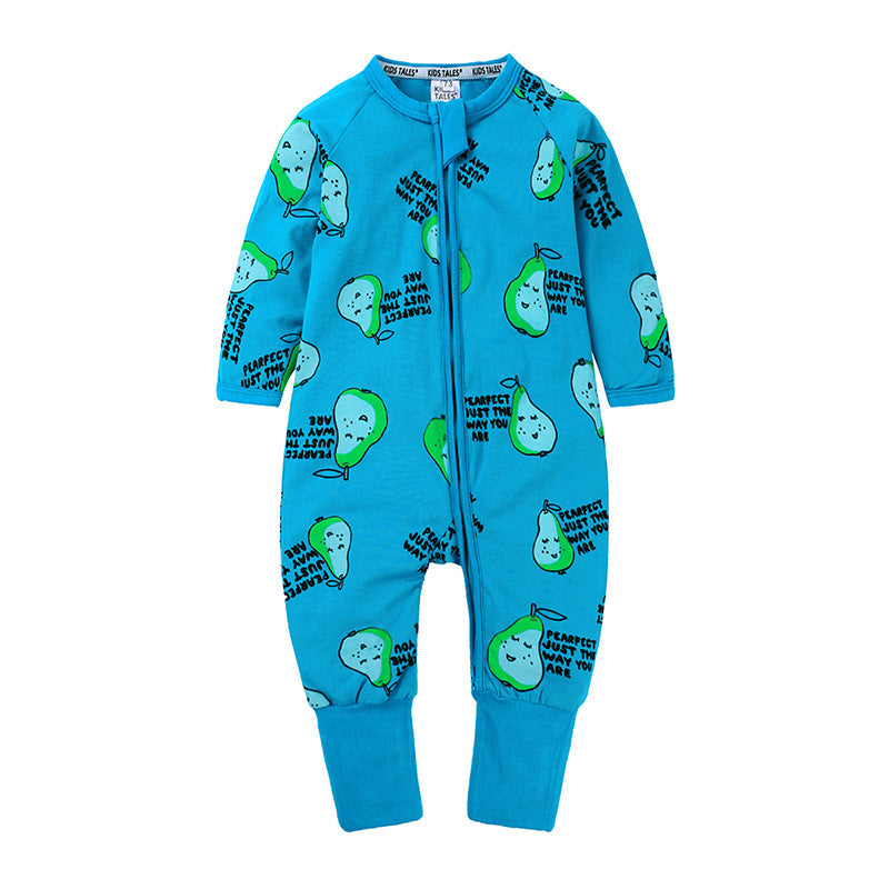 Long-Sleeve Patterned Baby Onesie