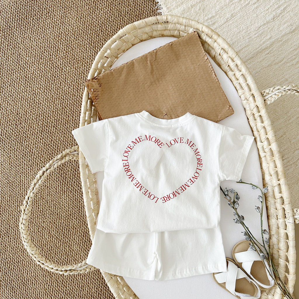 Heart Print T-Shirt and Short Set