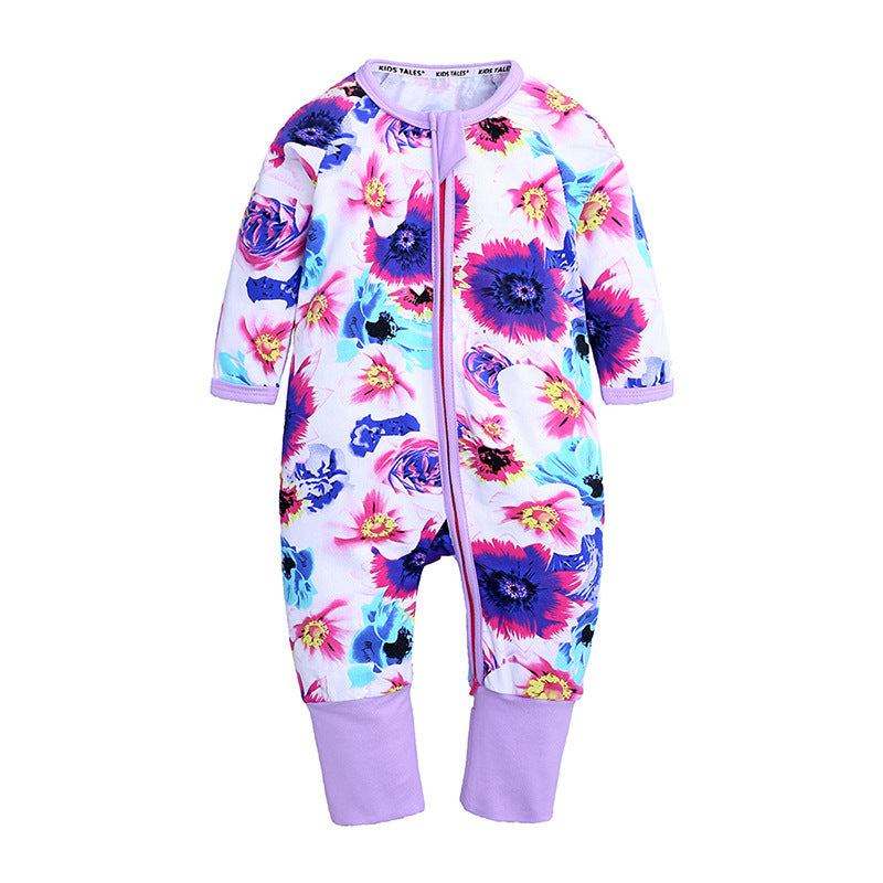Long-Sleeve Patterned Baby Onesie