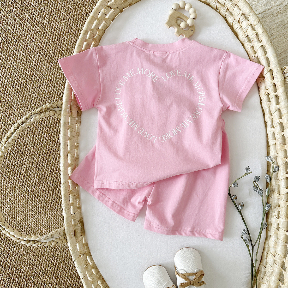 Heart Print T-Shirt and Short Set