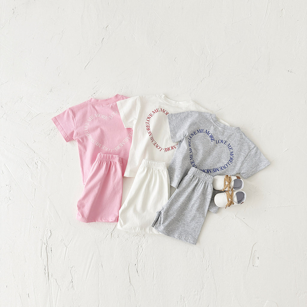 Heart Print T-Shirt and Short Set