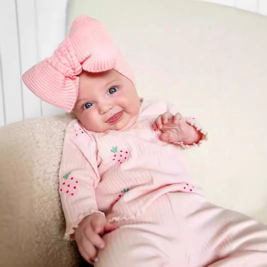 Strawberry Long Sleeve Top Set for Baby Girls