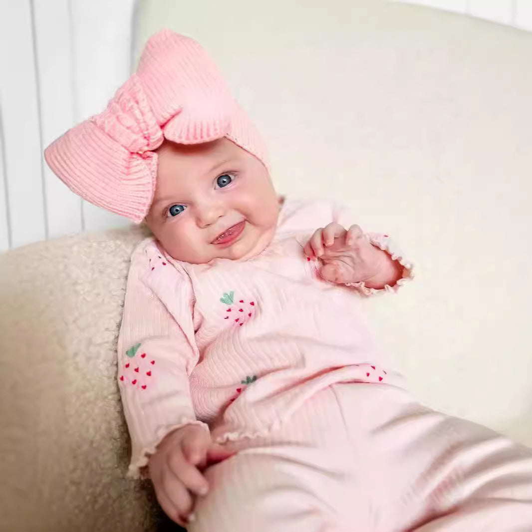 Strawberry Long Sleeve Top Set for Baby Girls
